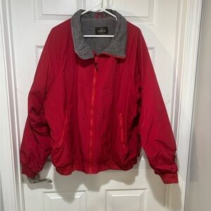 RedHead Men's Red Lined Windbreaker with Charcoal Lining and Fold Down Collar